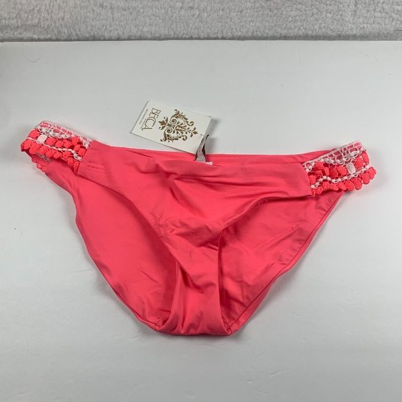 Becca by Rebecca‎ Virtue Crochet Side Hipster Large Bikini Bottom Pink NWT 6270 - Picture 1 of 6